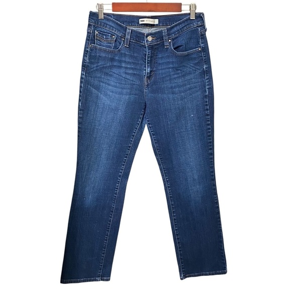 Levi’s 505 Straight Leg Jeans 30x28 Dark Wash Blue Denim Snap Pocket Classic Fit - Picture 2 of 5